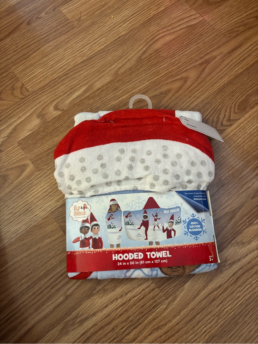 ELF On The Shelf White & Red Hooded Holiday Towel